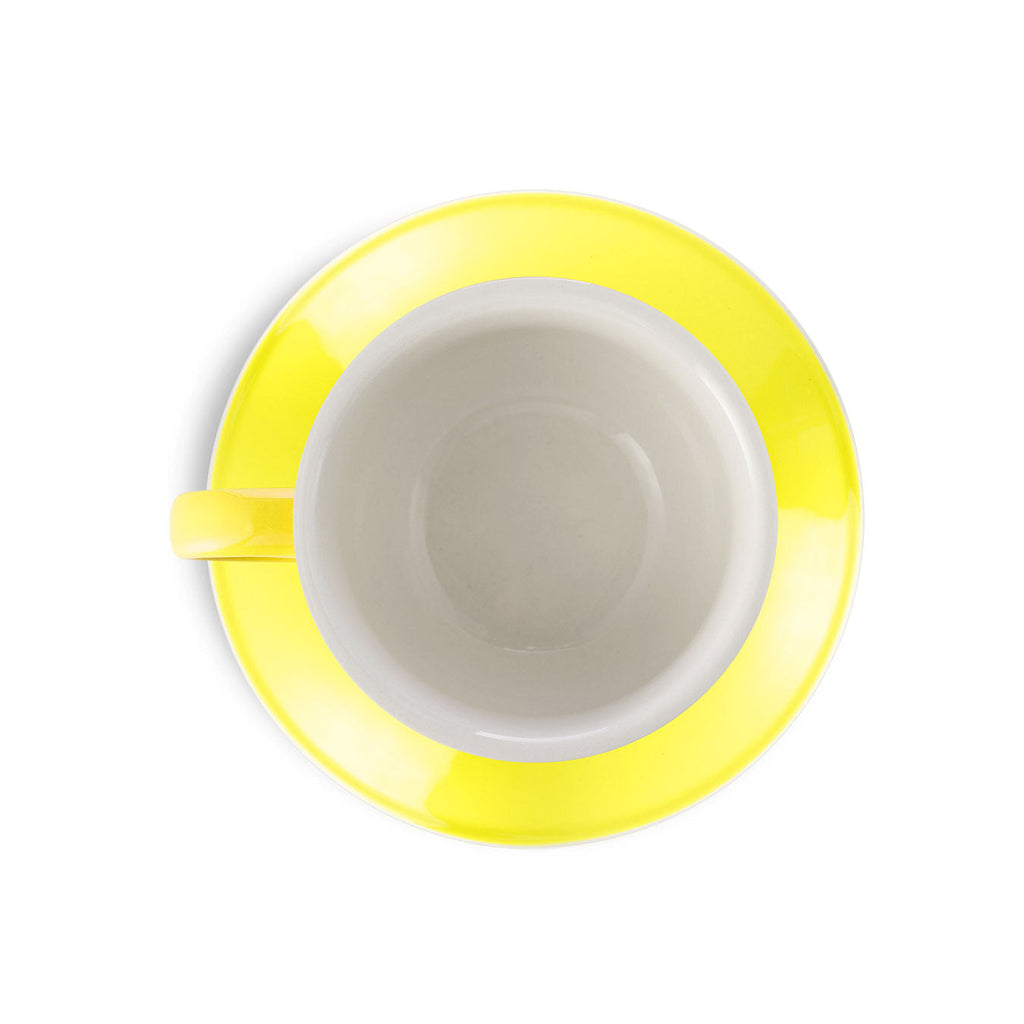 Coffee Mug, Latte Cup & Saucer Yellow (8oz 252ml), Ceramic Construction, Porcelain Construction for Everyday Drinks, Home and Entertaining image 2