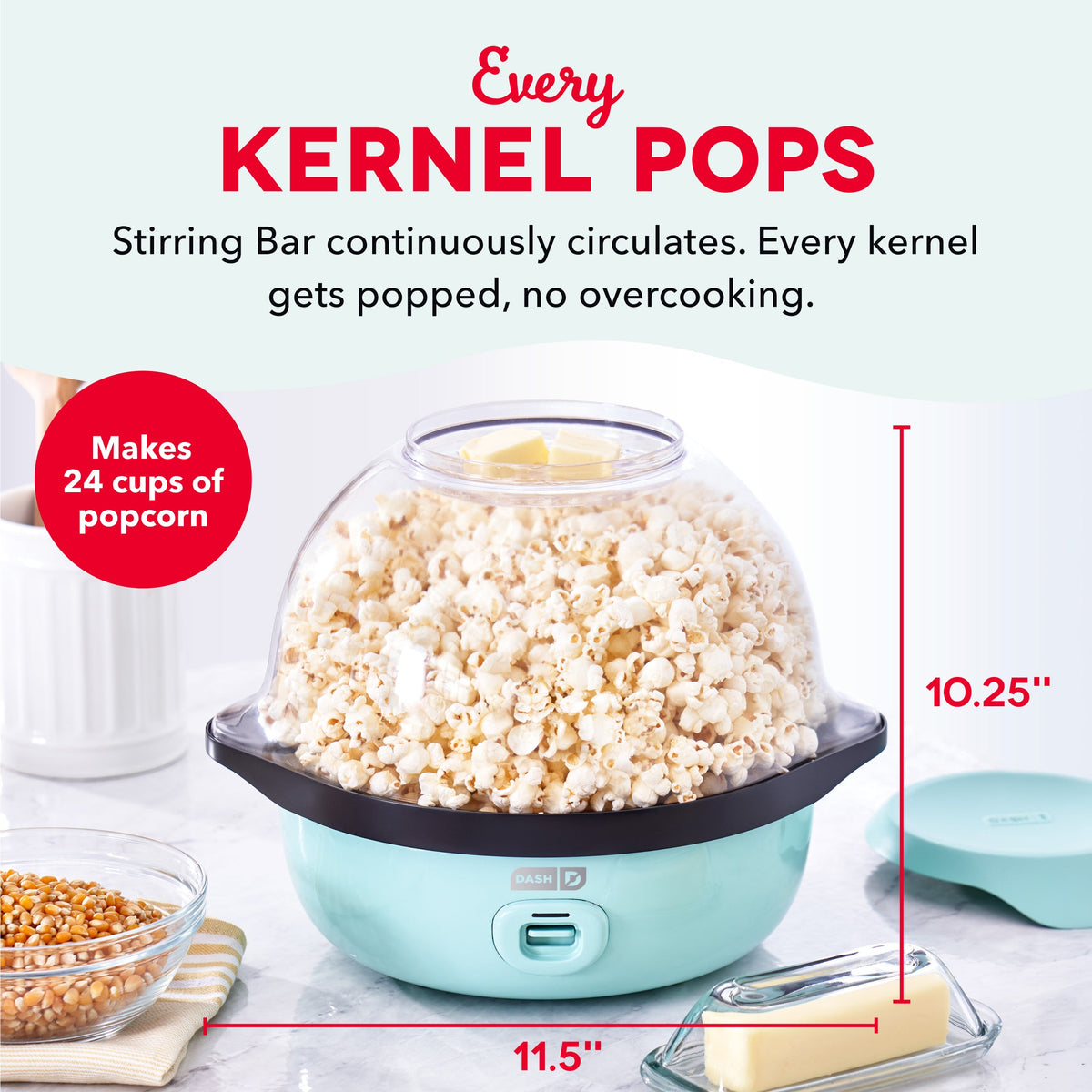 Stovetop Popcorn Popper, SmartStore Stirring Maker for Homemade Popcorn, Movie Nights and Everyday Snacking, 2 Color Options image 2