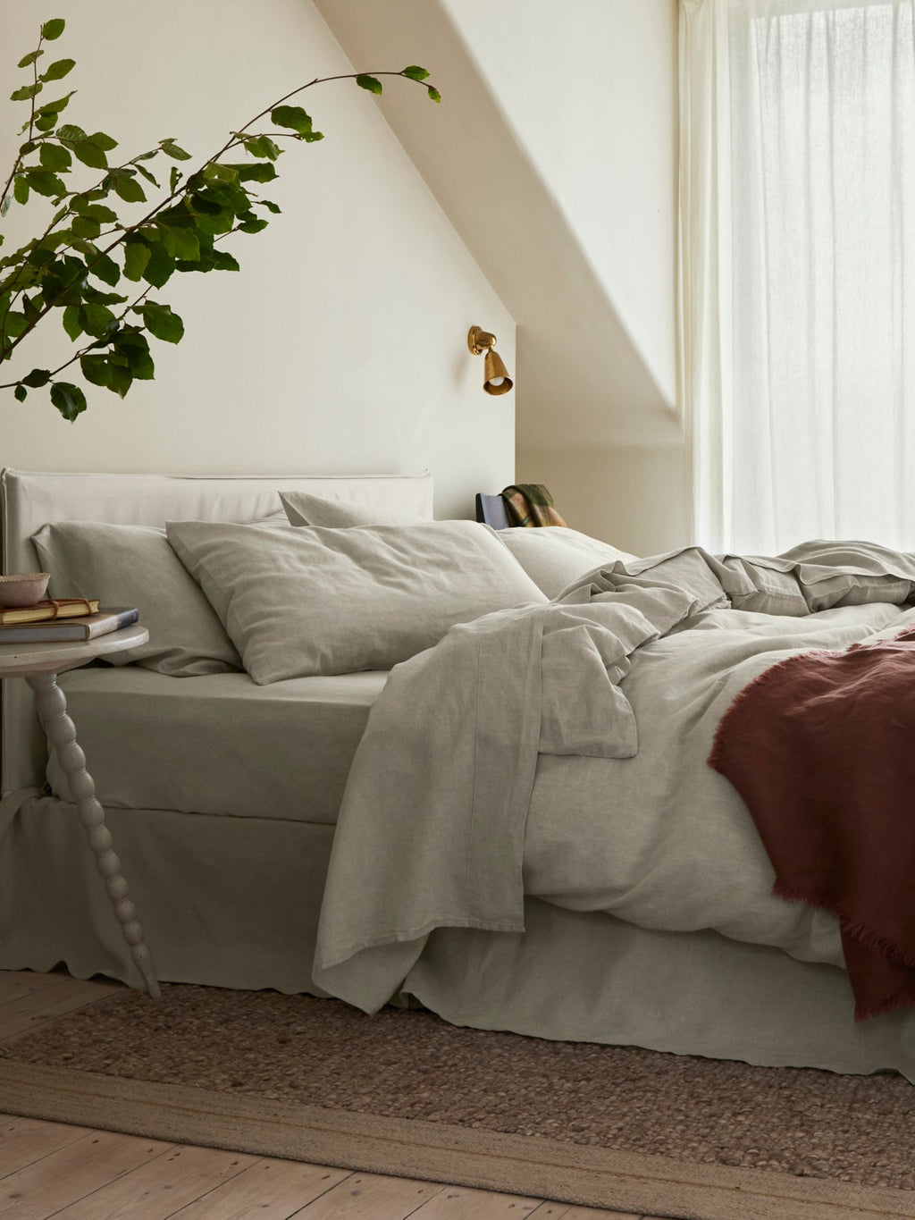 Duvet Cover, Oatmeal 100% Linen, Breathable Construction for Bedroom Layering, Comforter Covers and Everyday Bedding, 2 Size Options image 2