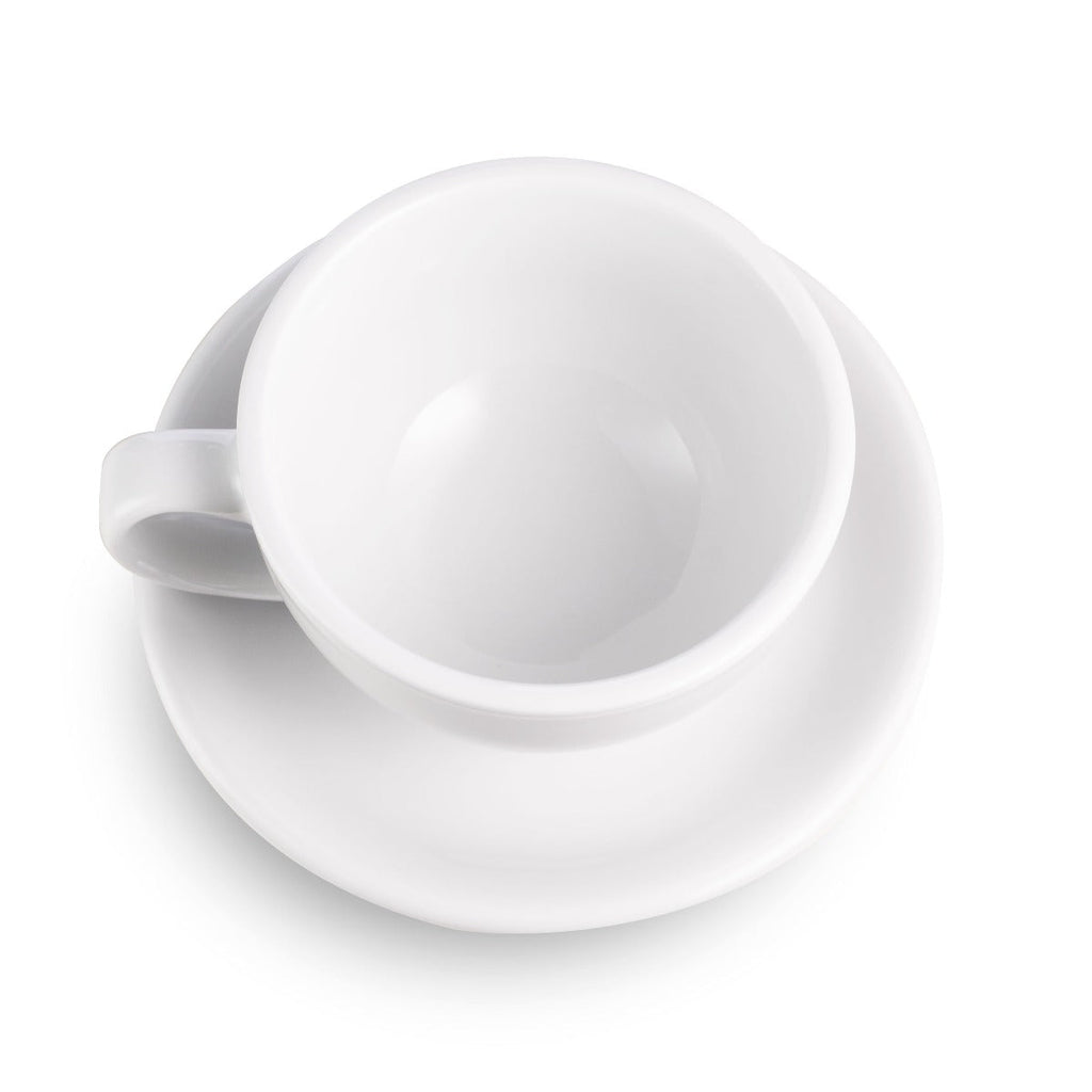 Coffee Mug, Egg Style Latte Cup & Saucer White (10oz, Porcelain Construction for Everyday Drinks, Home and Entertaining image 2