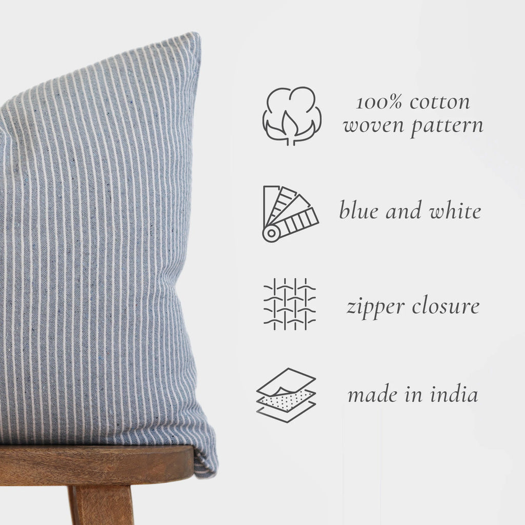Decorative Pillow Cover Set, June in Blue 18" 22" for Sofas, Beds and Living Room Accents, 2 Size Options image 2