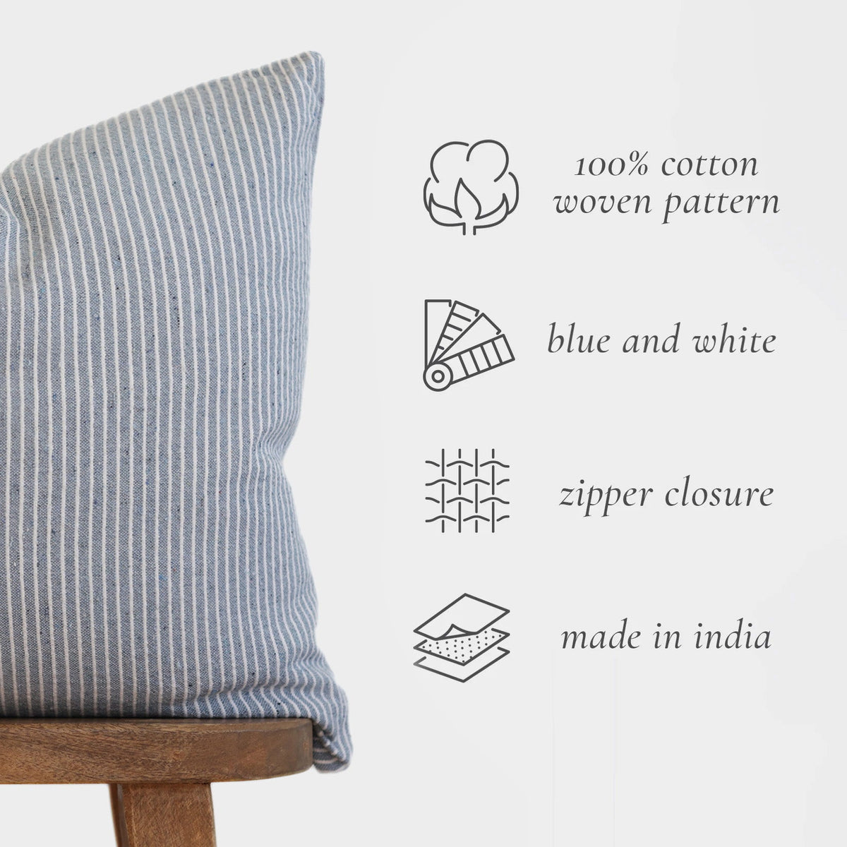 Decorative Pillow Cover Set, June in Blue 18" 22" for Sofas, Beds and Living Room Accents, 2 Size Options image 2