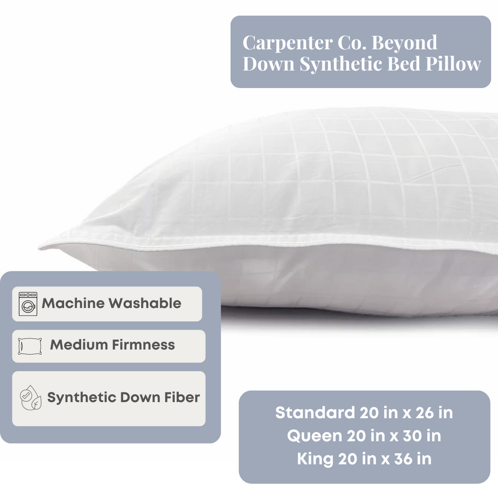 Bed Pillow, Co. Beyond Down Synthetic, Machine-Washable Care, Hypoallergenic Comfort for Sleeping, Reading and Bedroom Comfort image 2