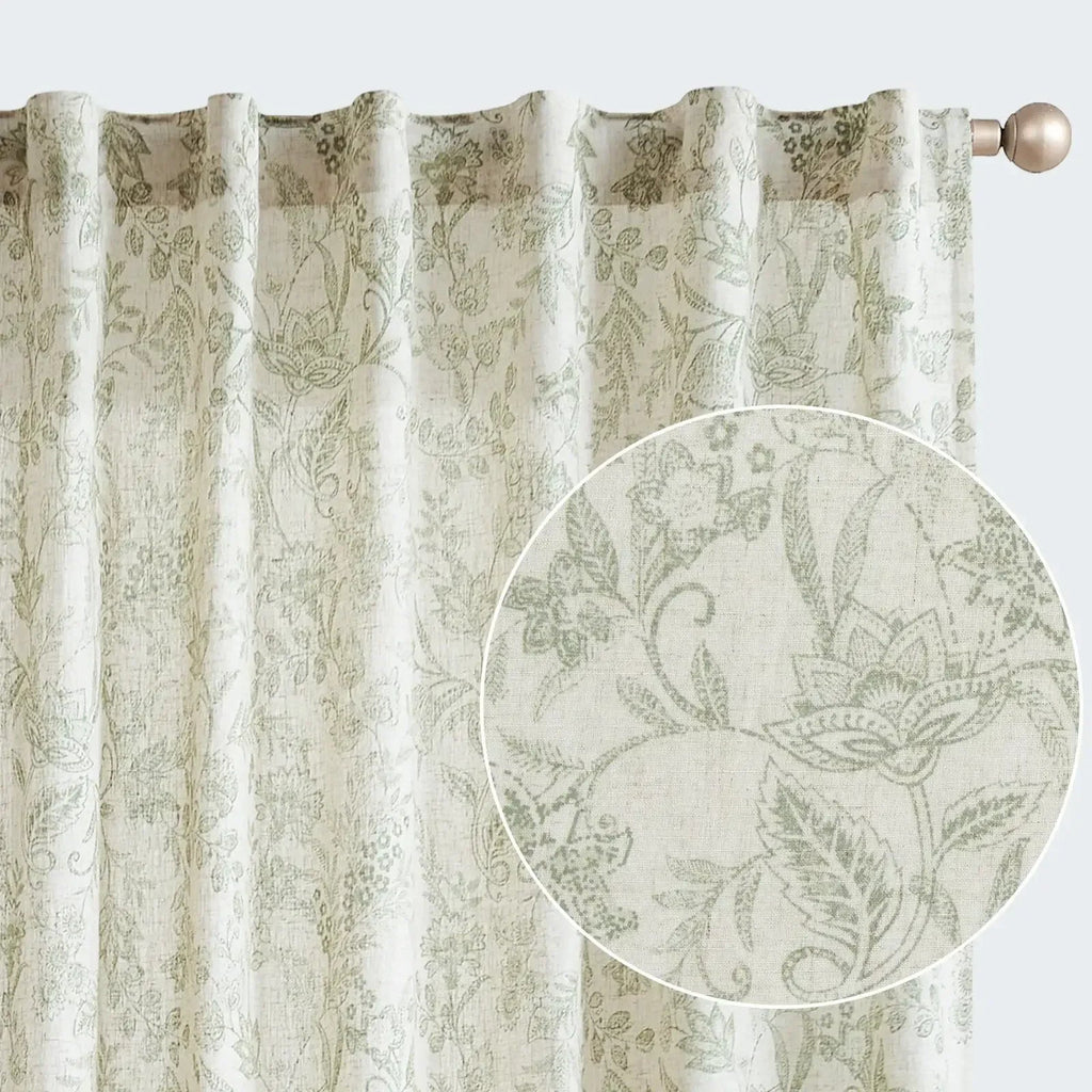 Window Curtain, Ethereal Botanical Linen Curtains (2 Panels), Lightweight Design for Windows, Room Styling and Everyday Privacy image 2