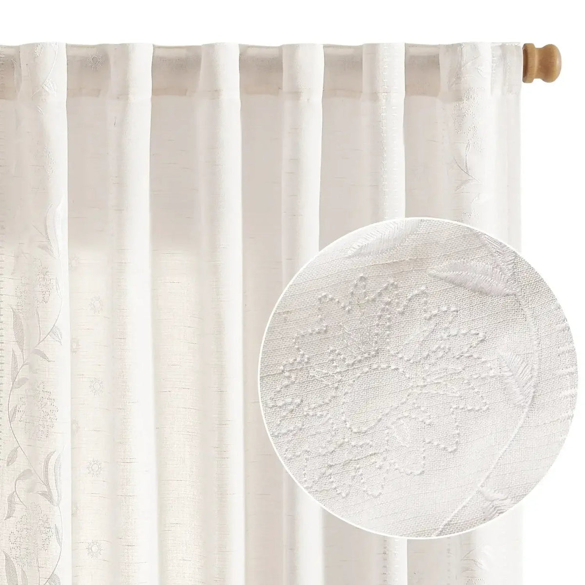 Window Curtain, Hydrangea Embroidered Linen Curtains (2 for Bedrooms, Living Rooms and Home Privacy, 6 Sizes and 6 Colors image 2
