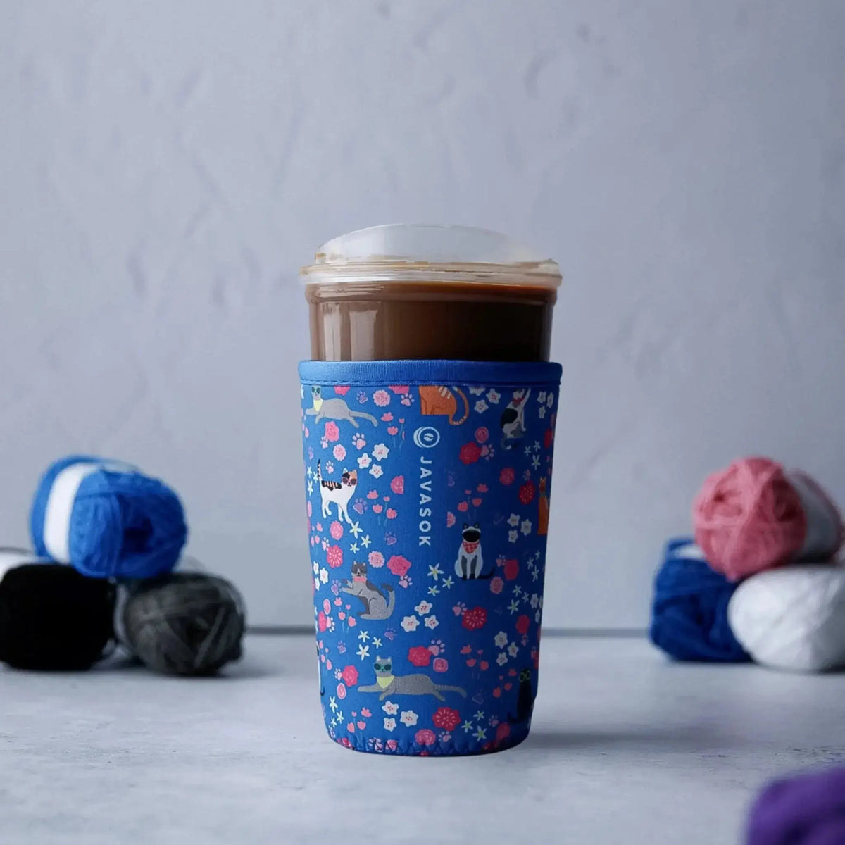 Reusable Cup Sleeve, Purr fection, Neoprene Construction for Iced Coffee, Cold Drinks and Condensation Control, 3 Size Options image 2