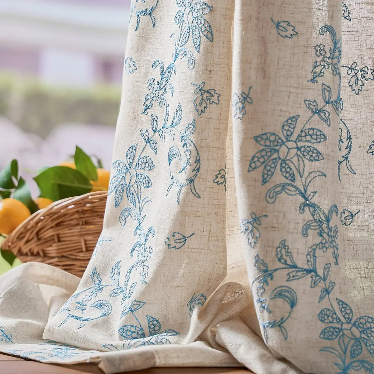 Window Curtain, Embroidered Vine Linen Blend Curtains (2, Machine-Washable Care for Bedrooms, Living Rooms and Home Privacy image 2