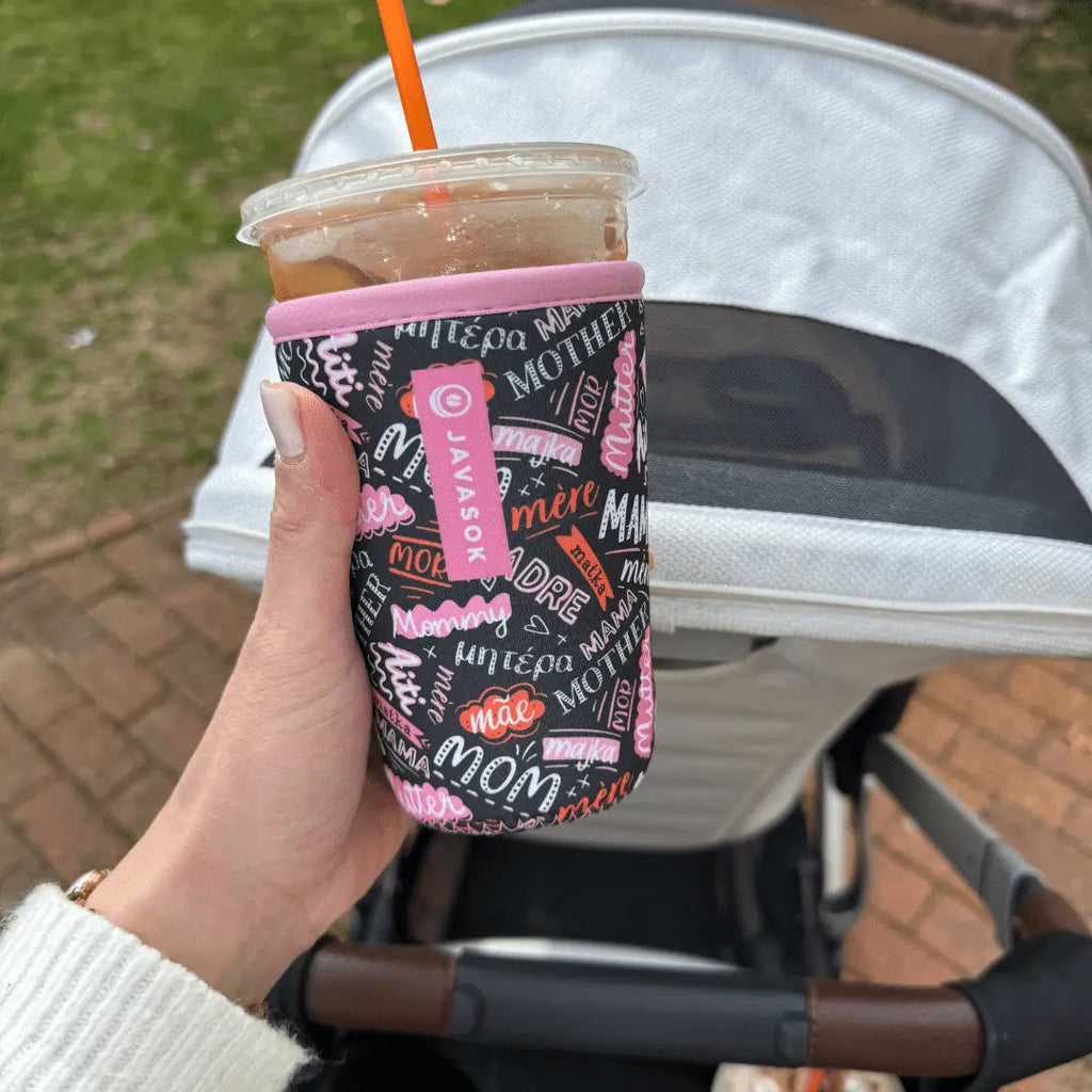 Reusable Cup Sleeve, Mom Love, Neoprene Construction for Iced Coffee, Cold Drinks and Condensation Control, 2 Size Options image 2