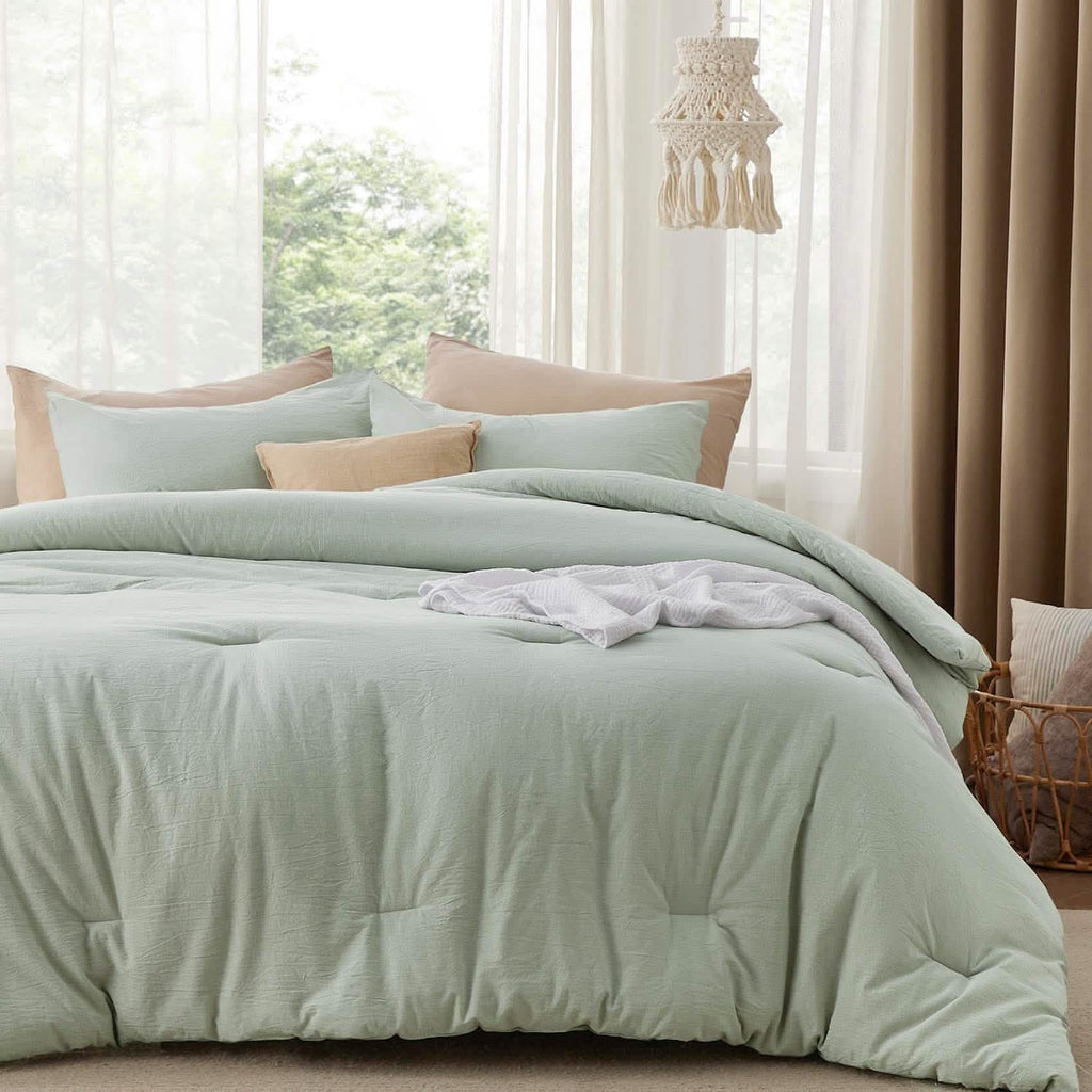 Bed Comforter, Prewashed Cotton Set for Year-Round Bedroom Comfort and Restful Sleep, 5 Sizes and 12 Colors image 2
