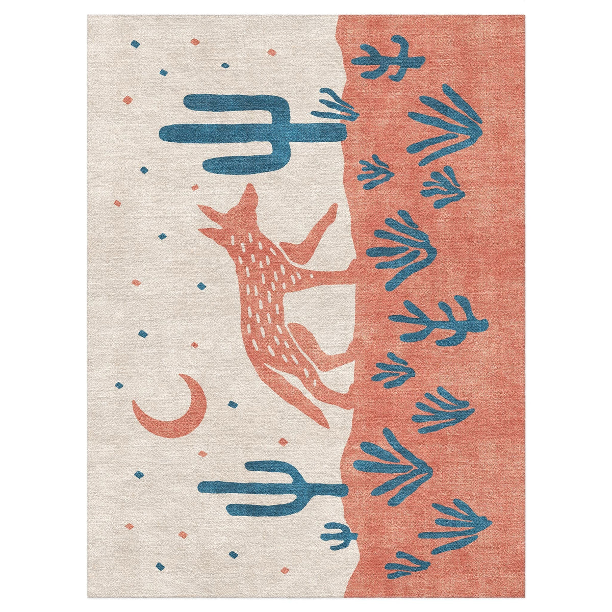 Area Rug, Desert Coyote Denim Blue & Terracotta for Hallways, Dining Spaces and Home Decor, 9 Size Options image 2