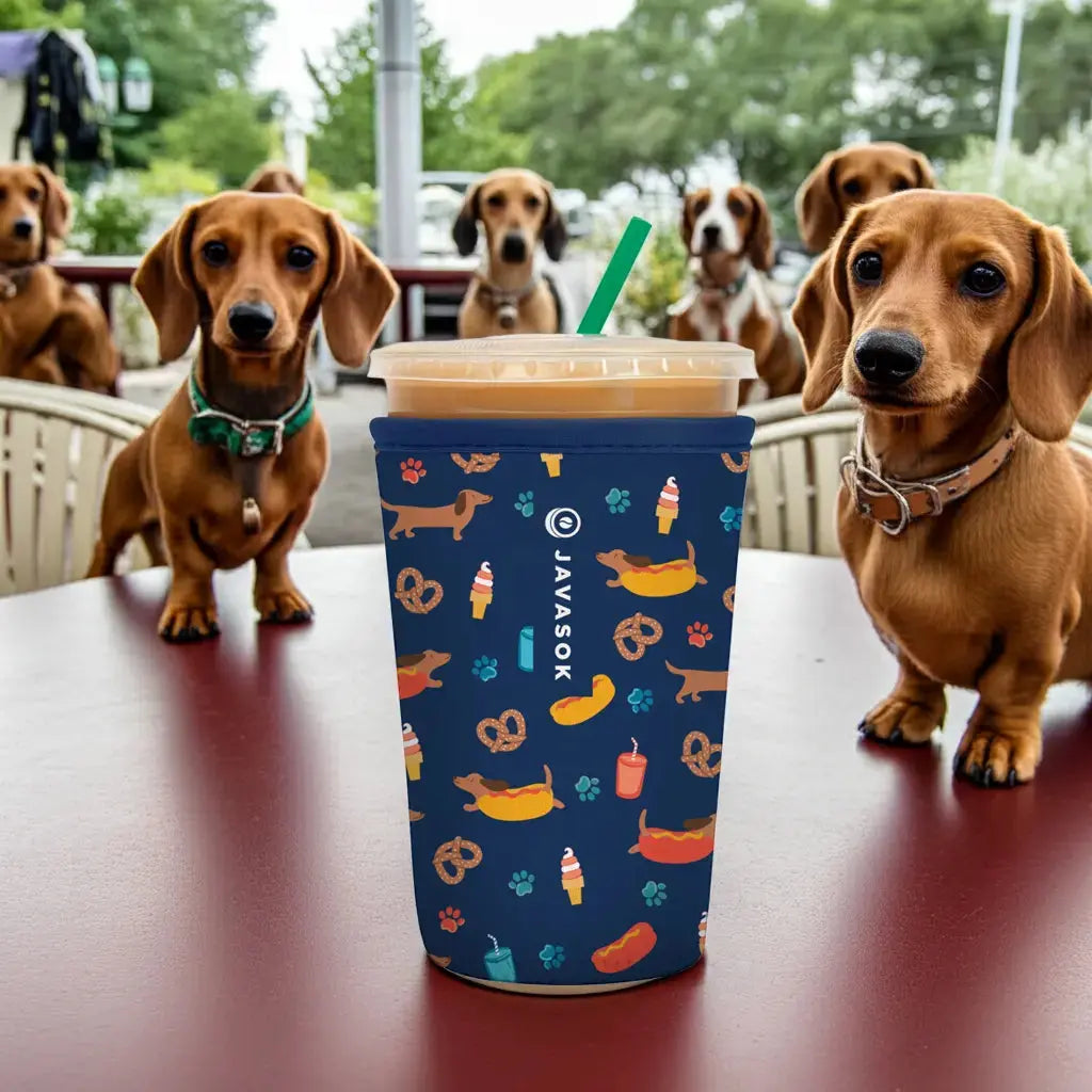 Reusable Cup Sleeve, Hot Dawgs, Neoprene Construction for Coffee Cups, Daily Commutes and Dry Hands, 4 Size Options image 2