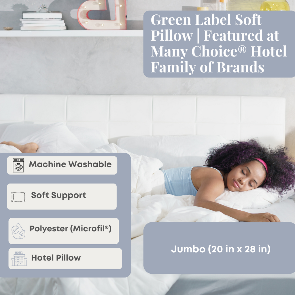 Bed Pillow, Green Label Soft Featured at Many Choice Hotel, Machine-Washable Care for Sleeping, Reading and Bedroom Comfort image 2
