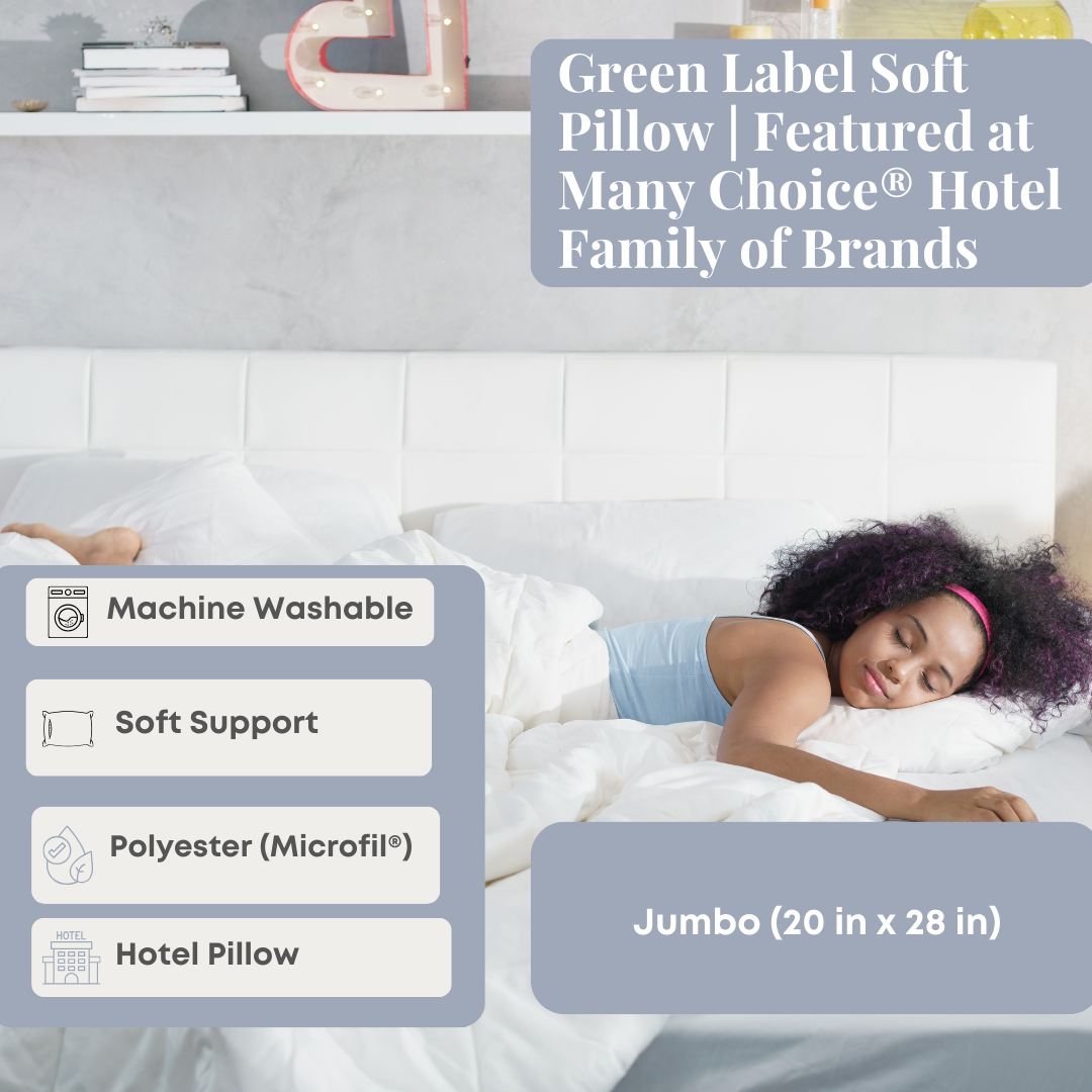 Bed Pillow, Green Label Soft Featured at Many Choice Hotel, Machine-Washable Care for Sleeping, Reading and Bedroom Comfort image 2