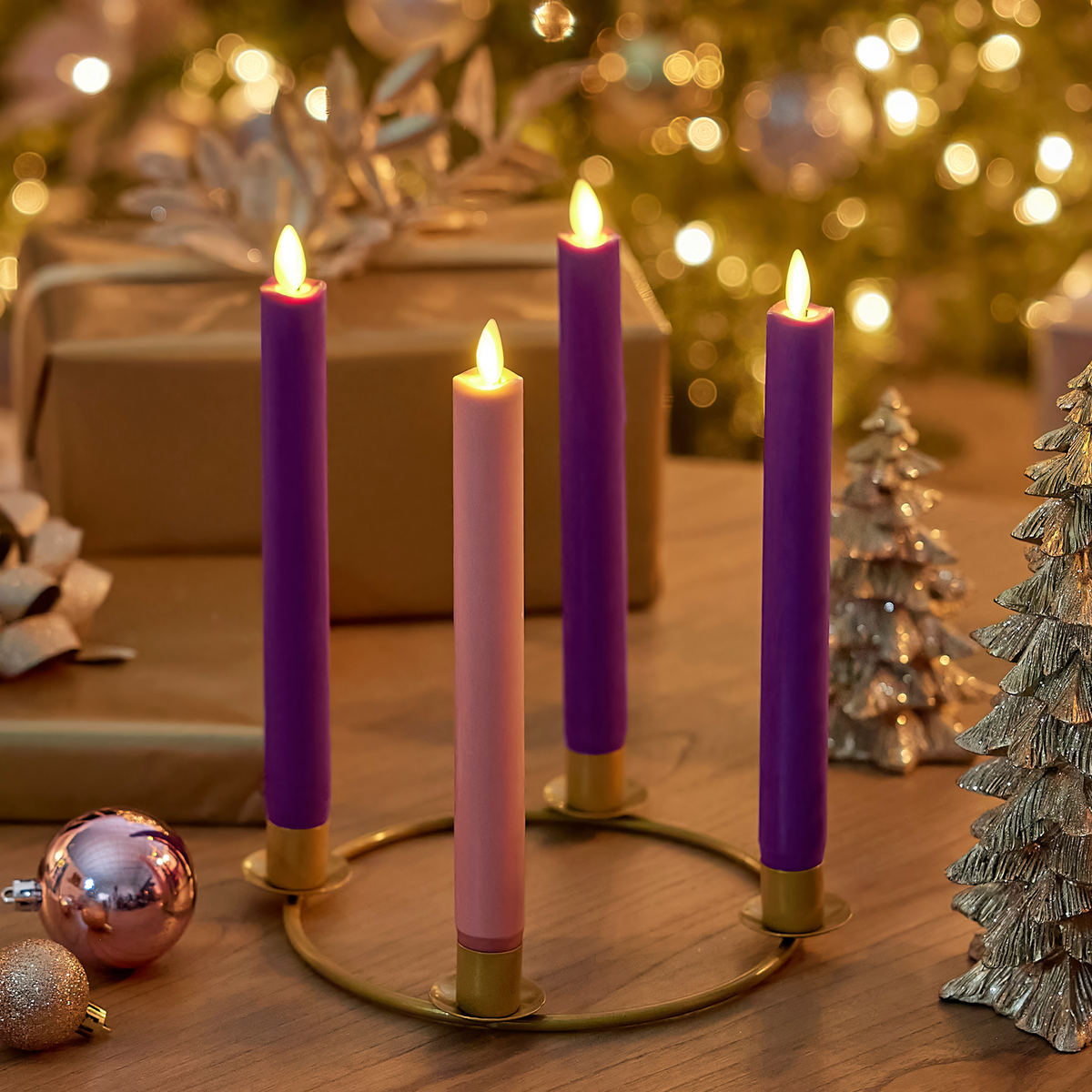 Flameless Candle, Purple Tapers Set of 2 for Bedrooms, Living Rooms and Everyday Candlelight Ambience image 2