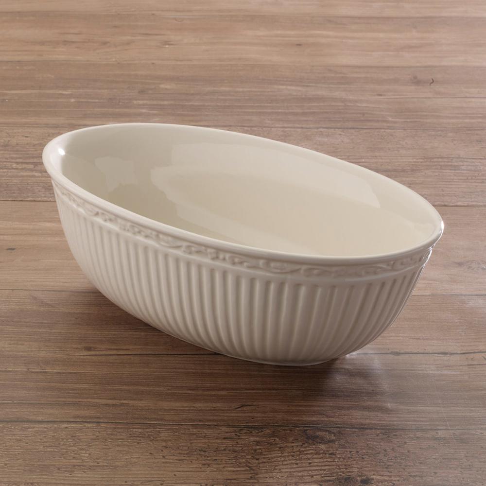 Wood Serving Bowl, Italian Countryside Oval, Microwave-Safe Use for Dining Tables, Entertaining and Everyday Meals image 2