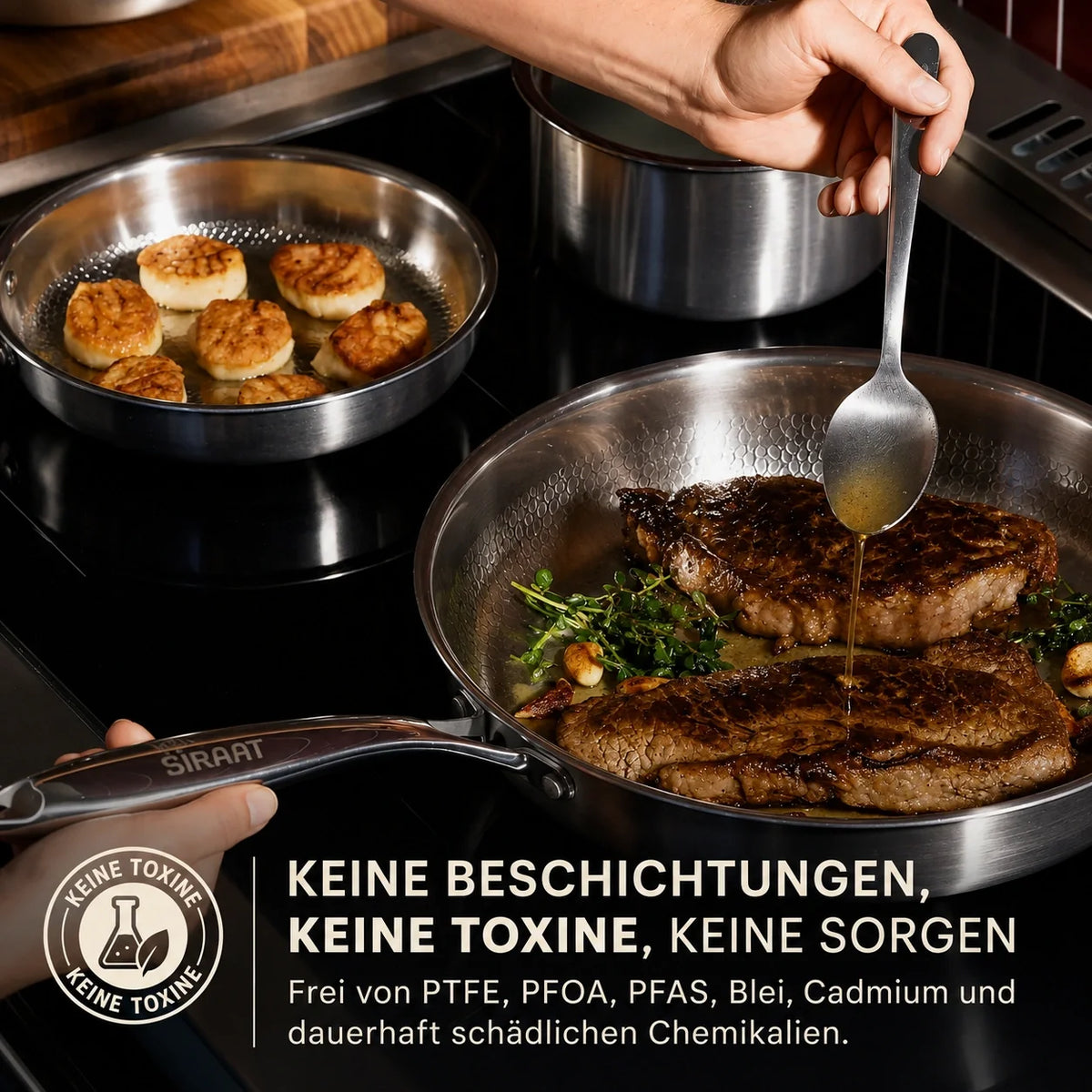 Kitchen Cookware, Titanium Hammered Pan Pro Standard for Everyday Meals and Home Cooking, Designed for Stovetop Cooking and Daily Meal Prep image 2