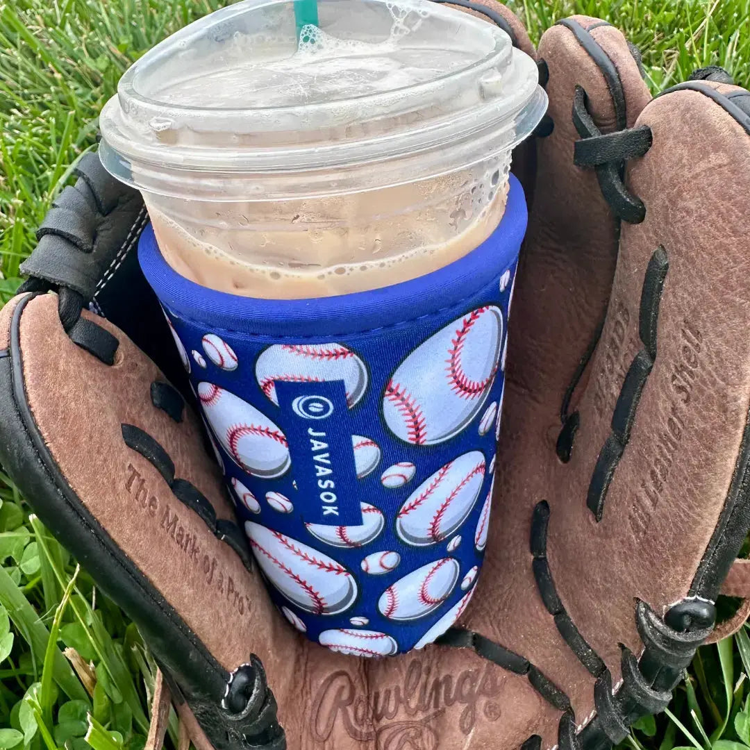 Reusable Cup Sleeve, Play Ball, Neoprene Construction for Iced Coffee, Cold Drinks and Condensation Control, 5 Size Options image 2