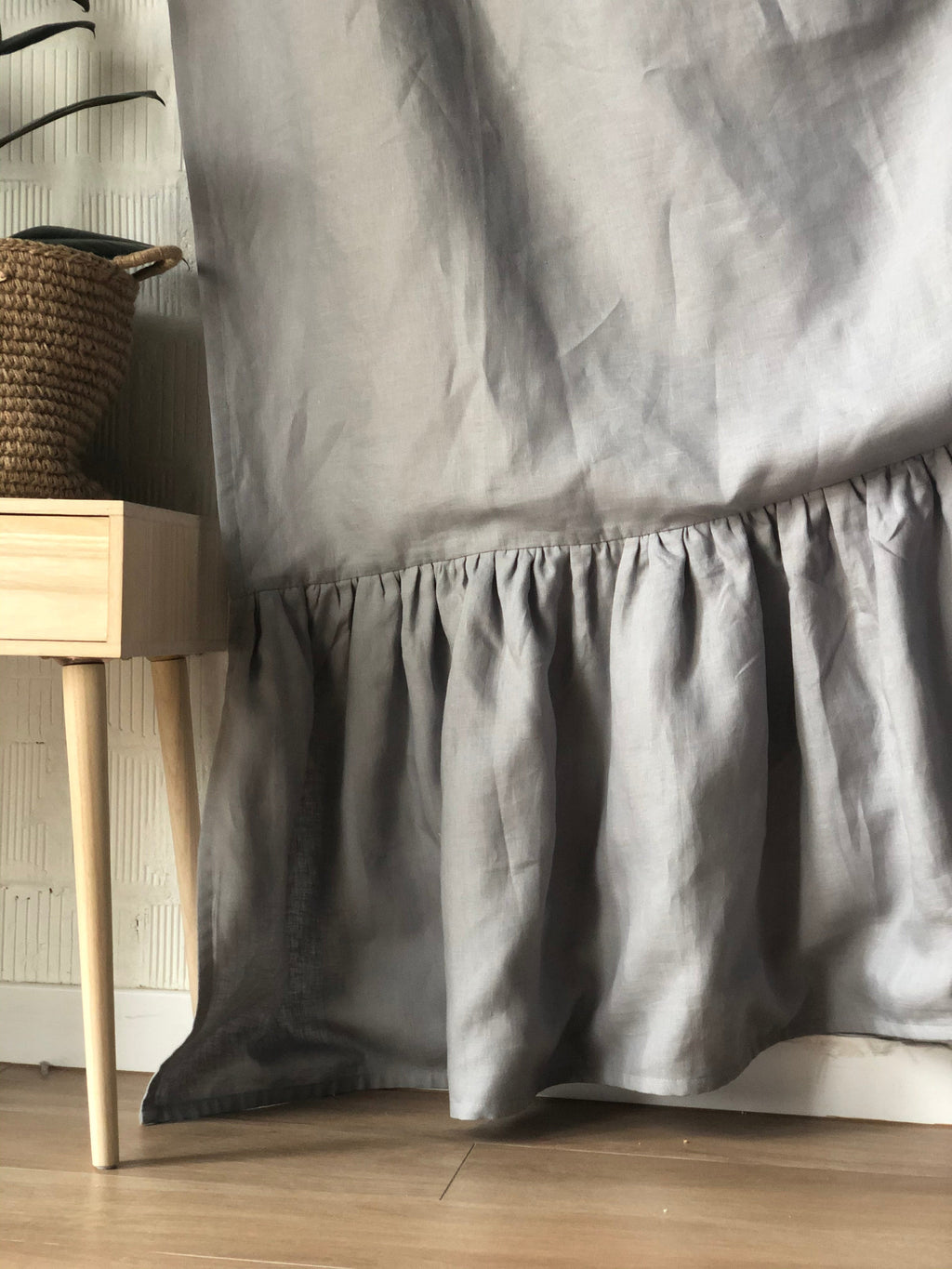 Window Curtain, Ruffled Linen Panel Natural Flax Cotton Lined for Windows, Room Styling and Everyday Privacy, 9 Size Options image 2