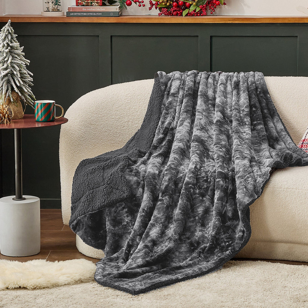 Cozy Throw Blanket, Faux Fur Sherpa Fleece for Sofas, Beds and Relaxing at Home, 4 Sizes and 10 Colors image 2