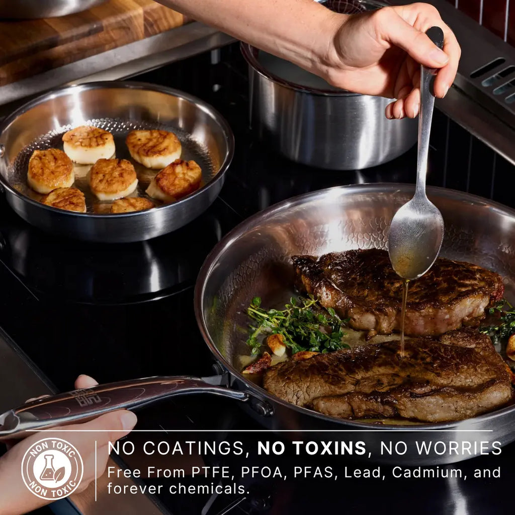 Kitchen Cookware, Titanium Hammered Pan Pro Small for Everyday Meals and Home Cooking, Designed for Stovetop Cooking and Daily Meal Prep image 2