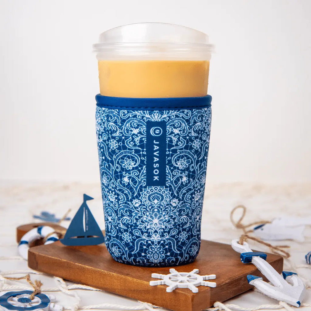 Reusable Cup Sleeve, Royal Lace, Neoprene Construction for Coffee Cups, Daily Commutes and Dry Hands image 2