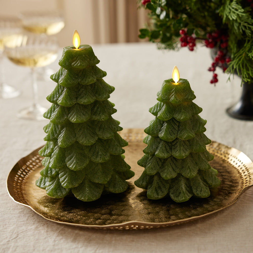 Flameless Candle, Chalky Green Tree for Bedrooms, Living Rooms and Everyday Candlelight Ambience, 2 Size Options image 2