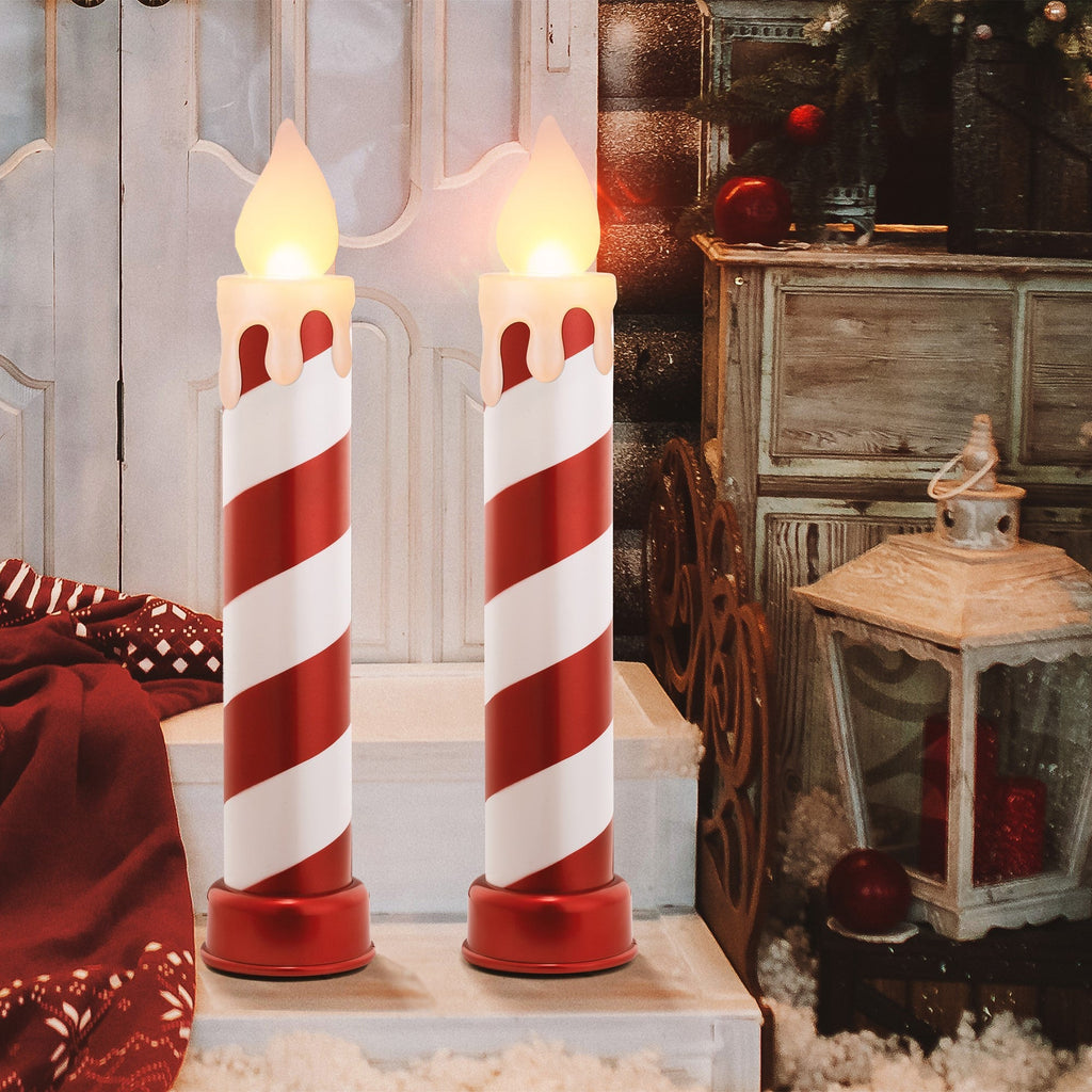 Decorative Candle, 36 in. Striped Metallic Blow Mold Candles Red for Living Rooms, Bedrooms and Relaxing Evenings image 2