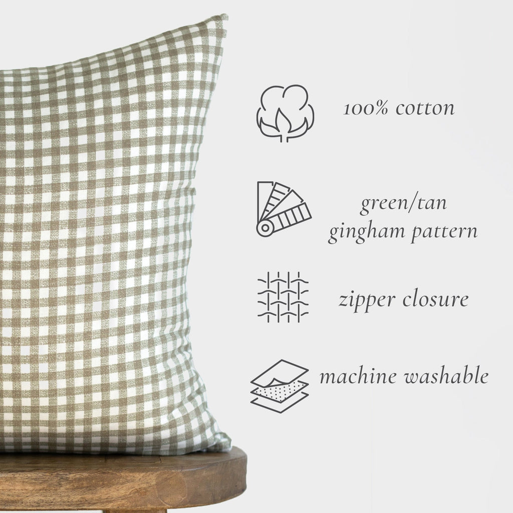 Decorative Pillow Cover, Gingham 18" 22" 26", Lightweight Design, Machine-Washable Care for Bedroom Styling and Living Room Decor image 2