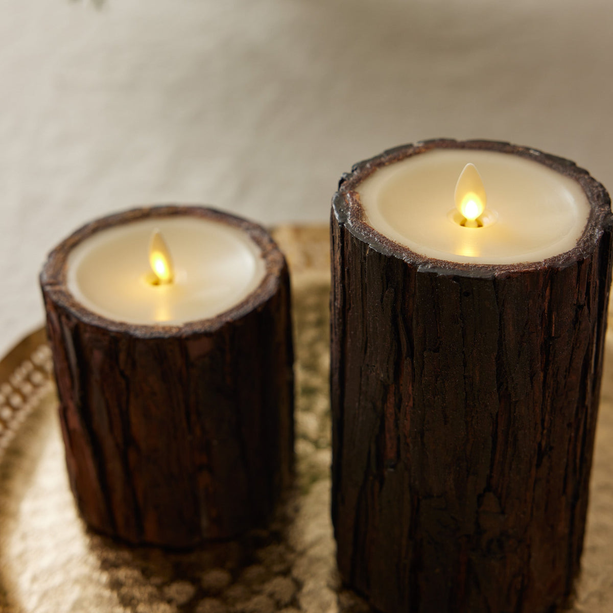 Flameless Candle, Real Bark Wood Pillar for Mantels, Entryways and Holiday Displays, 2 Size Options image 2