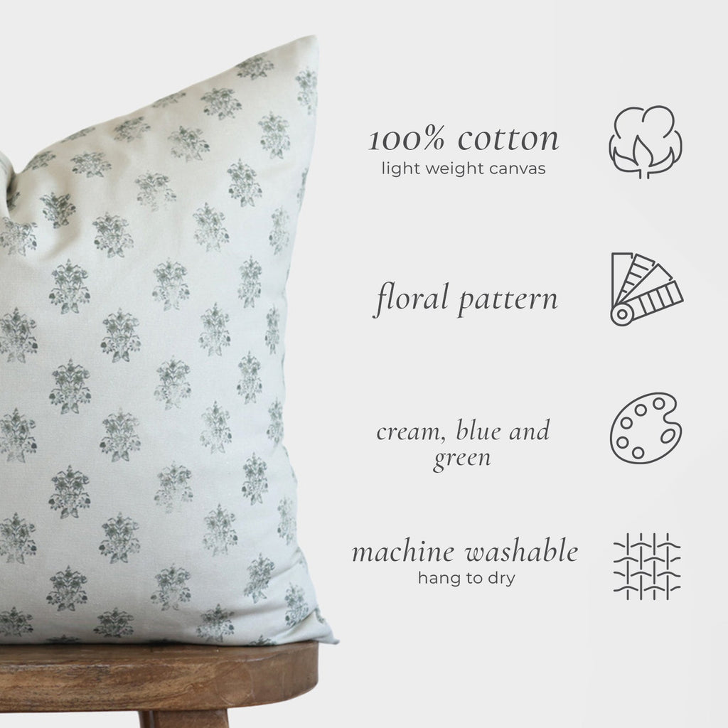Decorative Pillow Cover Set, Lyla in Blue 18" 22" 24" 26", Machine-Washable Care for Bedroom Styling and Living Room Decor, 5 Size Options image 2