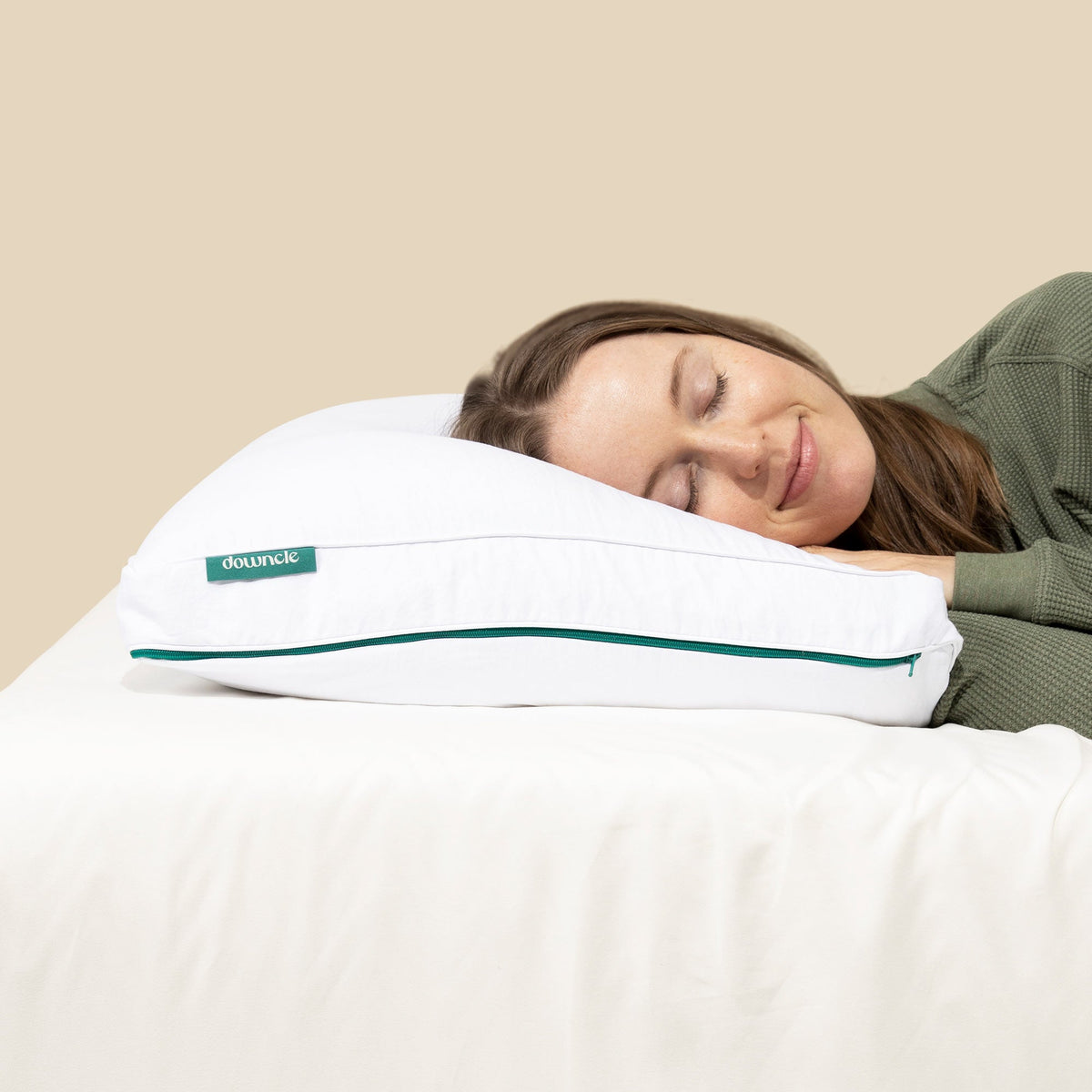 Bed Pillow, Downcle Made in USA Sustainable Down, Adjustable Design for Everyday Sleep and Guest Room Bedding, 2 Size Options image 2