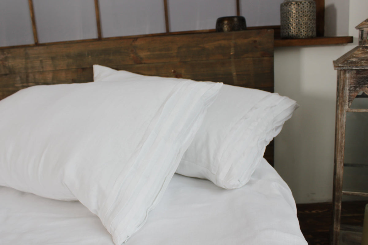Linen Pillow Sham, Natural with Decorative Pleats Standard for Guest Rooms, Headboards and Everyday Bedroom Decor, 6 Size Options image 2