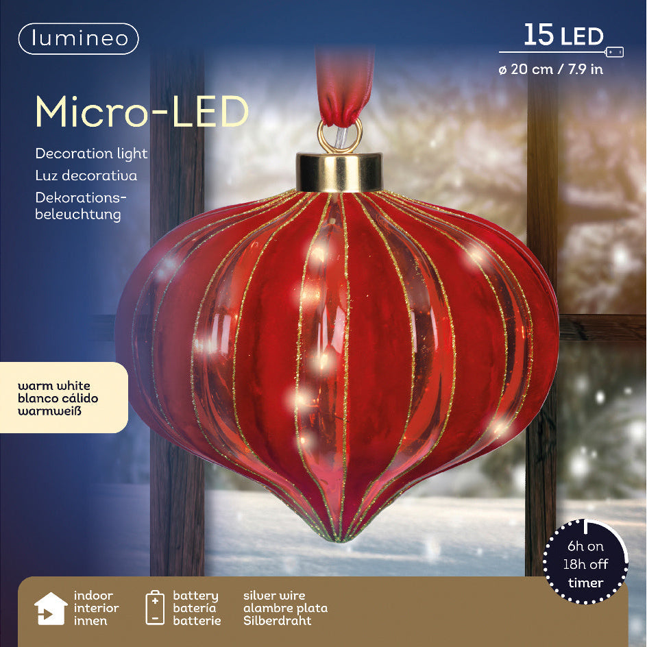 Seasonal Home Decor, 8" Micro LED Red Onion Ornament Battery for Mantels, Tables and Seasonal Decorating image 2