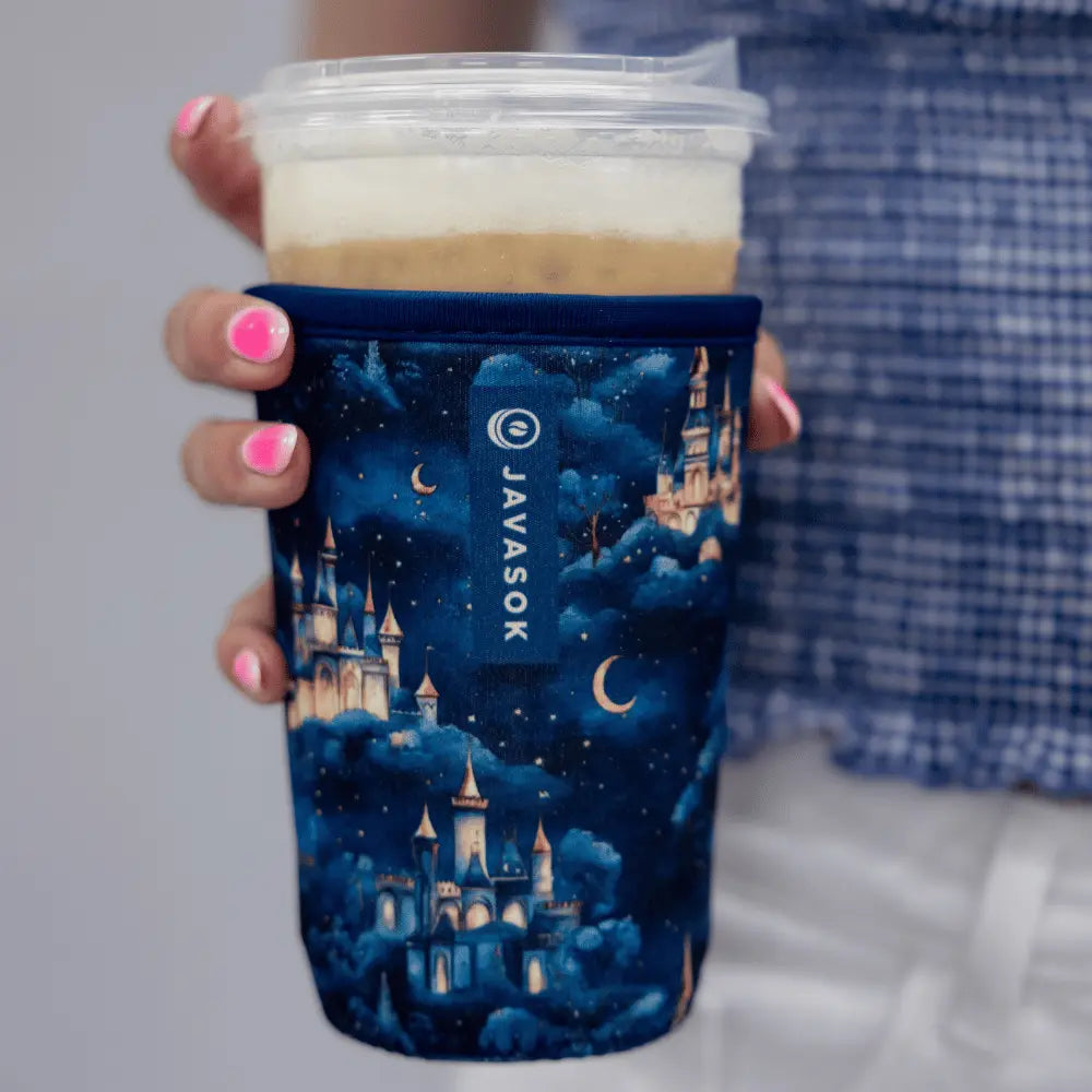 Reusable Cup Sleeve, Castle in Sky, Lightweight Design, Neoprene Construction for Iced Coffee, Cold Drinks and Condensation Control image 2