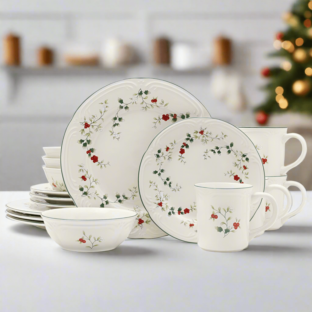 Dinnerware, Winterberry 16 Piece Set, Service for 4, Dishwasher-Safe Care for Family Dining, Serving and Entertaining image 2