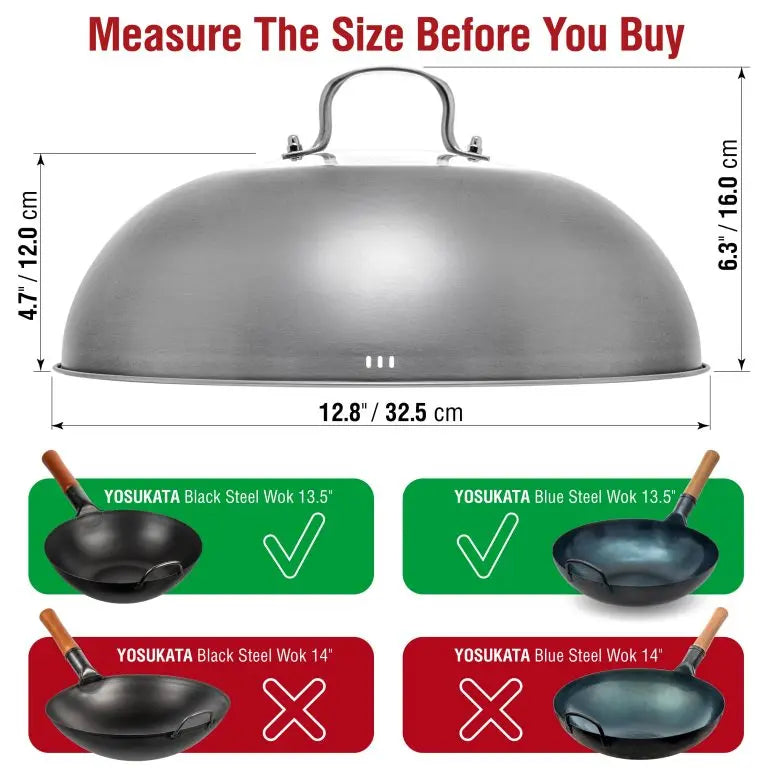 Stainless Steel Wok, 12.8" Lid with Tempered Glass, Stainless Steel Construction for Stir-Frying, Searing and Everyday Meal Prep image 2