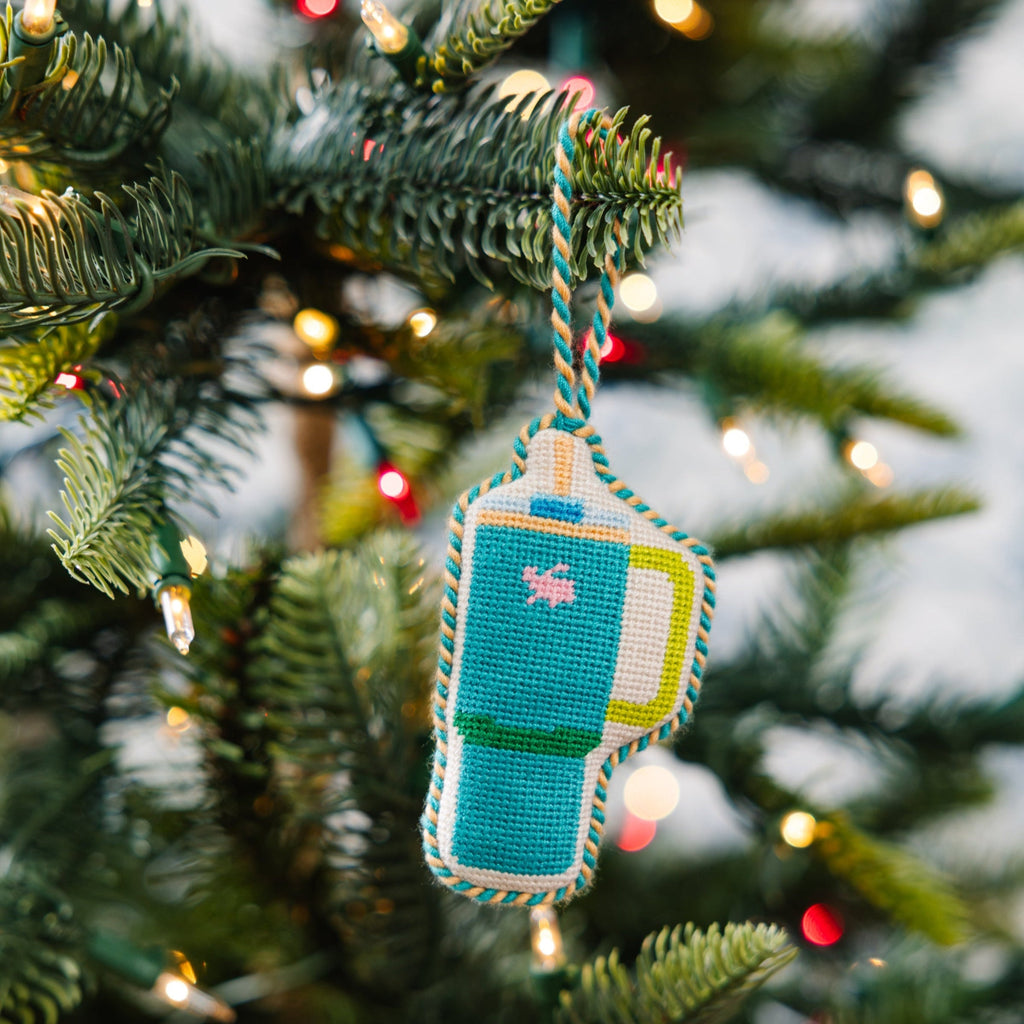 Seasonal Home Decor, Needlepoint Icon Ornament Tumbler Mug for Holiday Displays, Shelves and Festive Rooms image 2