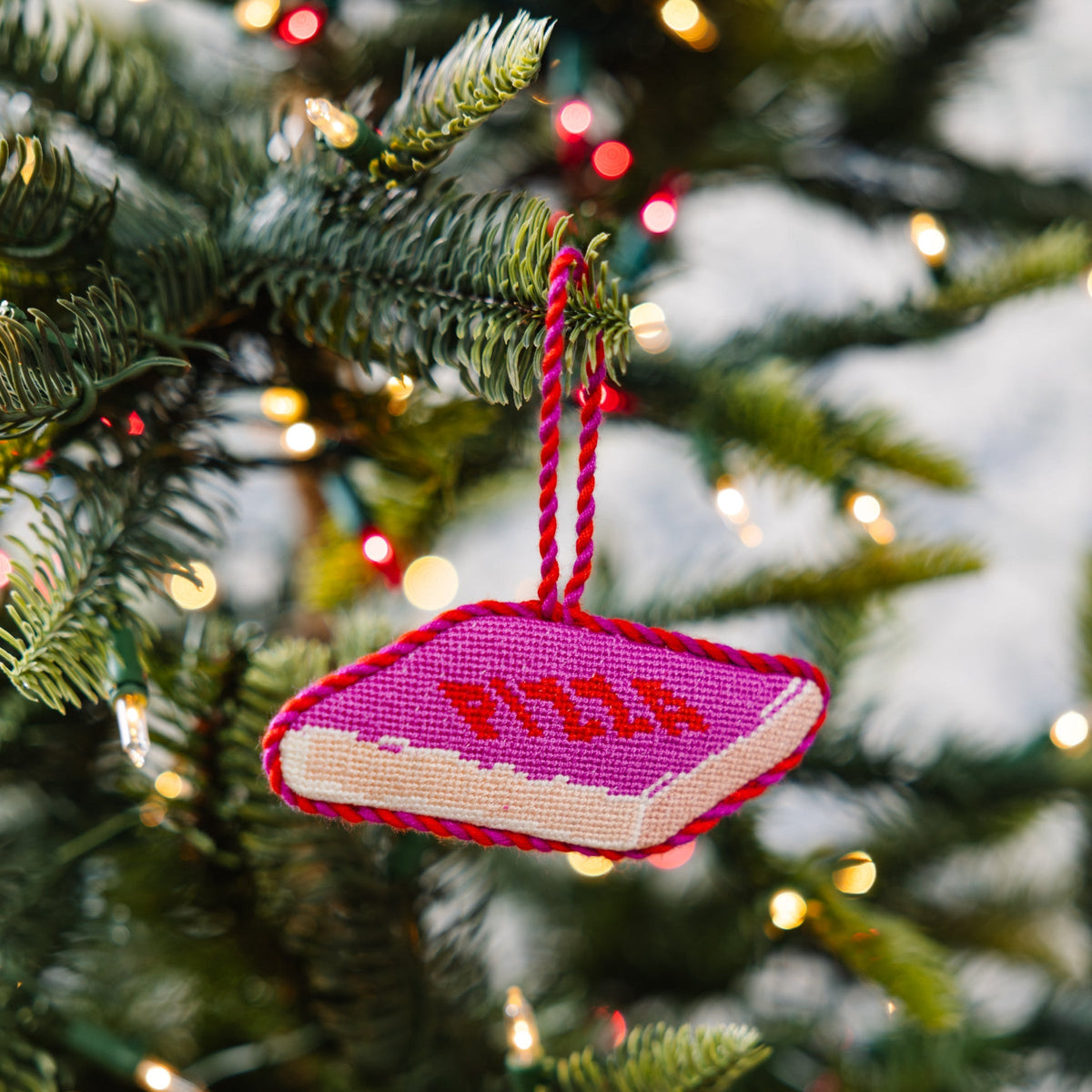 Seasonal Home Decor, Needlepoint Icon Ornament Pizza Box for Holiday Displays, Shelves and Festive Rooms image 2