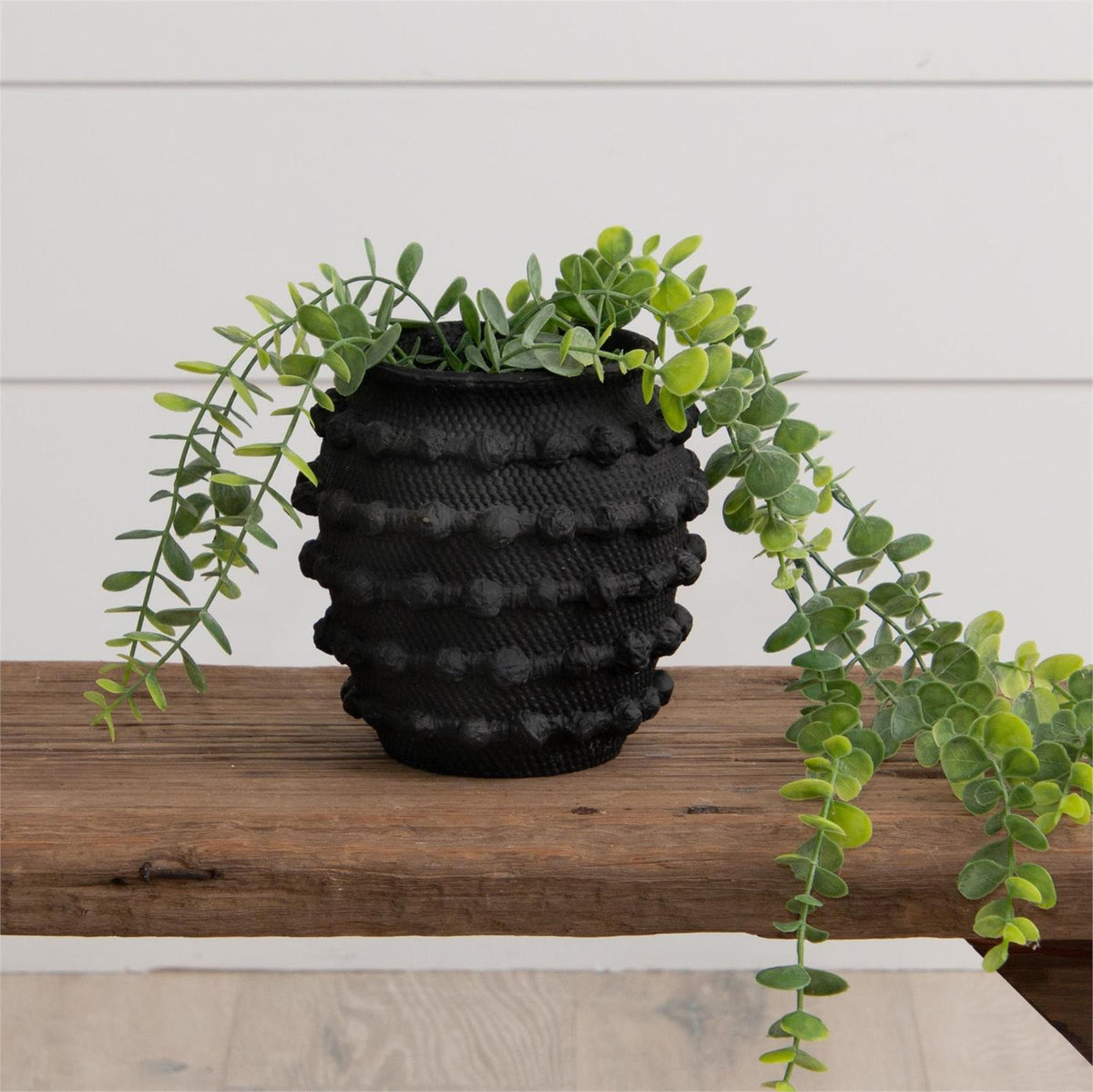 Decorative Vase, Black Textured Knot Cement for Flowers, Shelves and Living Spaces, Designed for Tabletop Arrangements and Home Decor image 2
