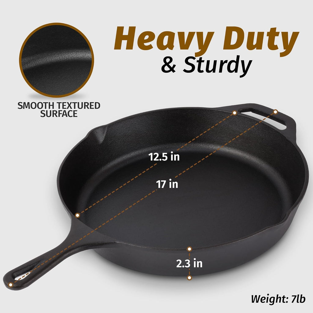 Stainless Steel Fry Pan, Pre Seasoned Cast Iron Skillet for Searing, Sautéing and Everyday Meal Prep, 2 Size Options image 2