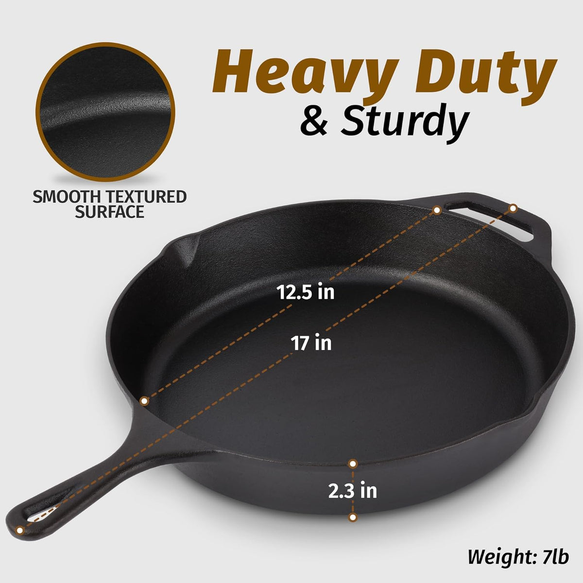 Stainless Steel Fry Pan, Pre Seasoned Cast Iron Skillet for Searing, Sautéing and Everyday Meal Prep, 2 Size Options image 2