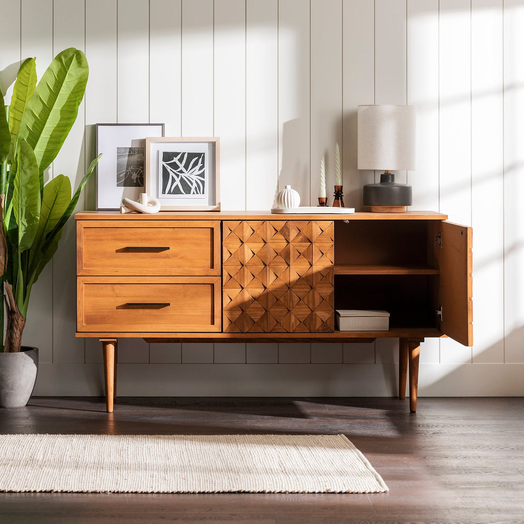 TV Stand, Tessa Solid Wood Prism Sideboard, Adjustable Design for Living Rooms, Media Storage and Home Entertainment image 2
