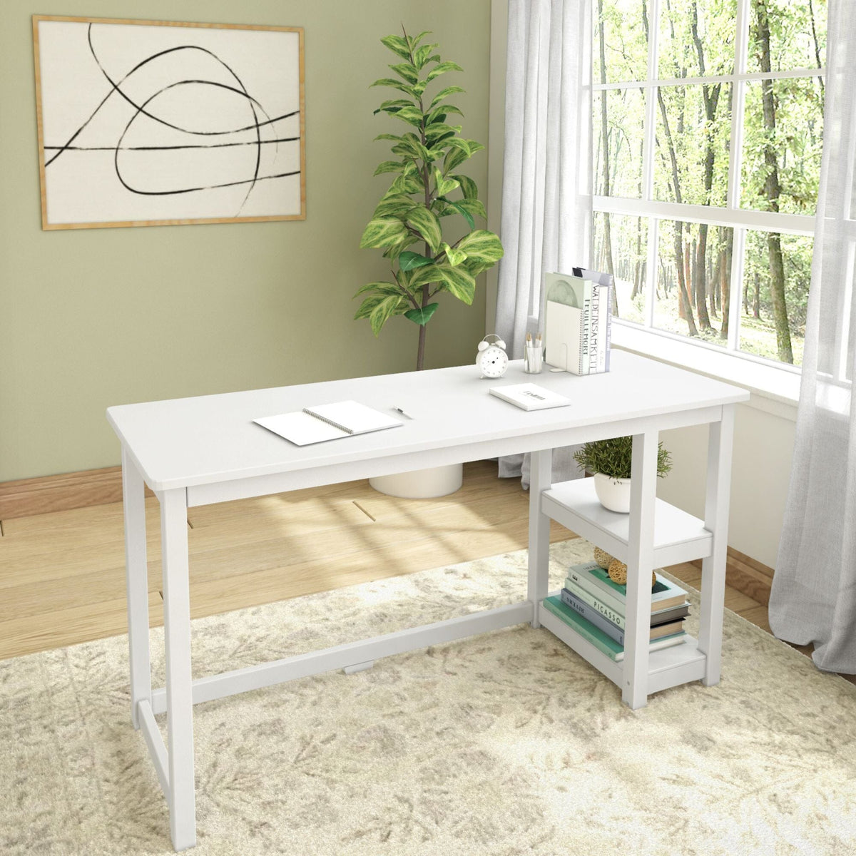 Computer Desk, 55", Solid Wood Construction for Home Offices, Computer Work and Study Spaces, 3 Color Options image 2