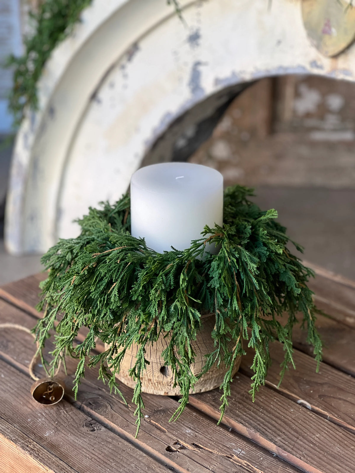 Decorative Candle, 12" Real Touch Emerald Falls Ring Wreath for Entryways, Mantels and Everyday Home Ambience image 2