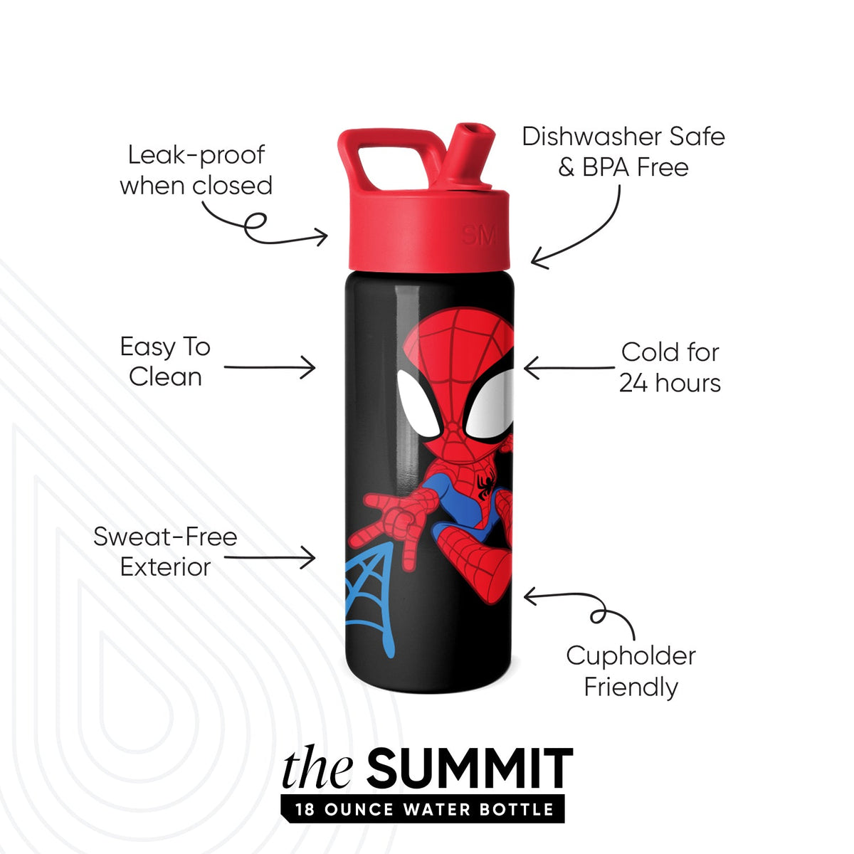 Reusable Drink Bottle, Summit Kids Water with Straw Lid, Stainless Steel Construction for Work, Travel and Everyday Hydration image 2