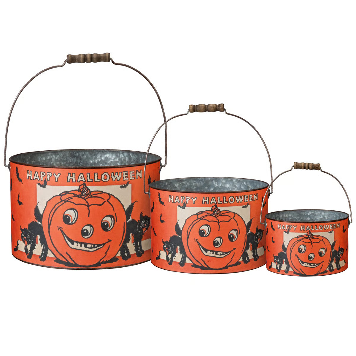Seasonal Home Decor, Vintage Style Happy Halloween Bucket Choose for Holiday Displays, Shelves and Festive Rooms, 3 Size Options image 2