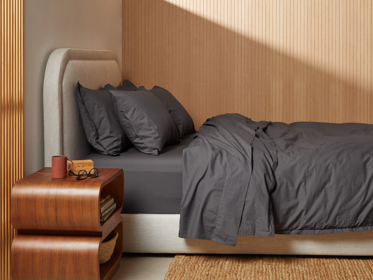 Bed Sheet Set, Percale Fitted FINAL SALE (Slate), Lightweight Design for Everyday Bedroom Comfort and Guest Rooms, 6 Size Options image 2