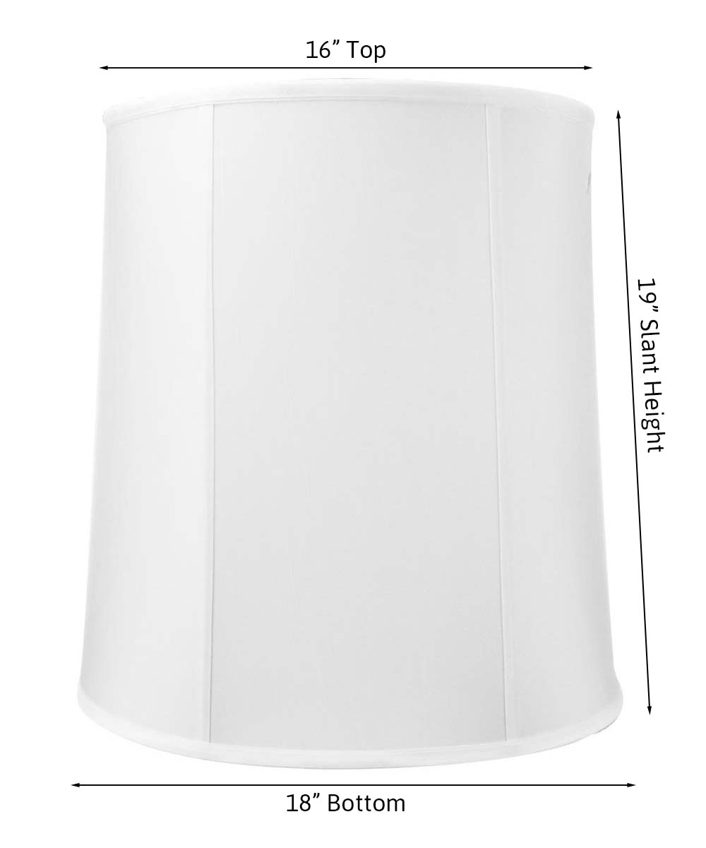 Fabric Lamp Shade, 16x18x19 White Shantung Tall Drum for Table Lamps, Floor Lamps and Soft Room Lighting image 2