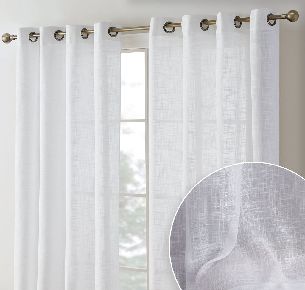 Window Curtain, Madison Faux Linen Sheer Grommet Panels for Bedrooms, Living Rooms and Home Privacy, 8 Sizes and 10 Colors image 2