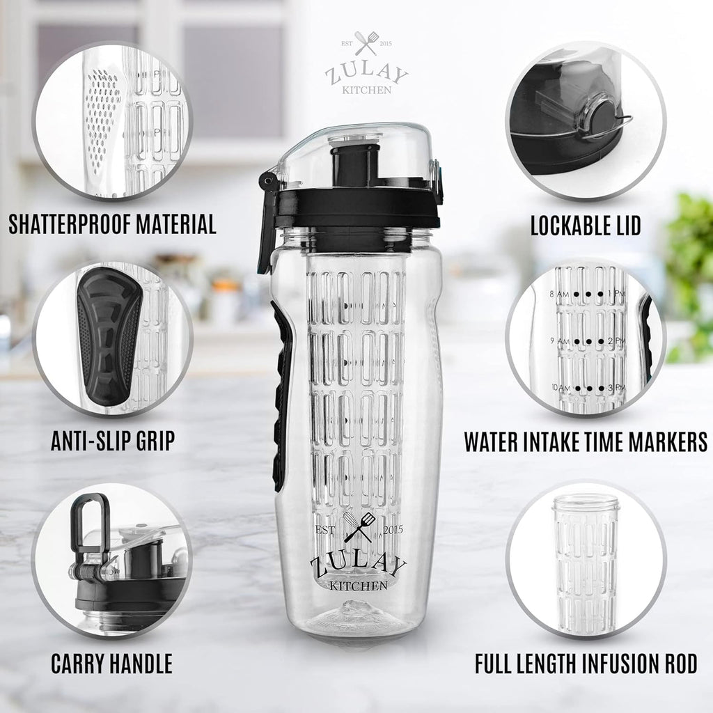 Reusable Drink Bottle, Fruit Infuser for Work, Travel and Everyday Hydration, 9 Color Options image 2